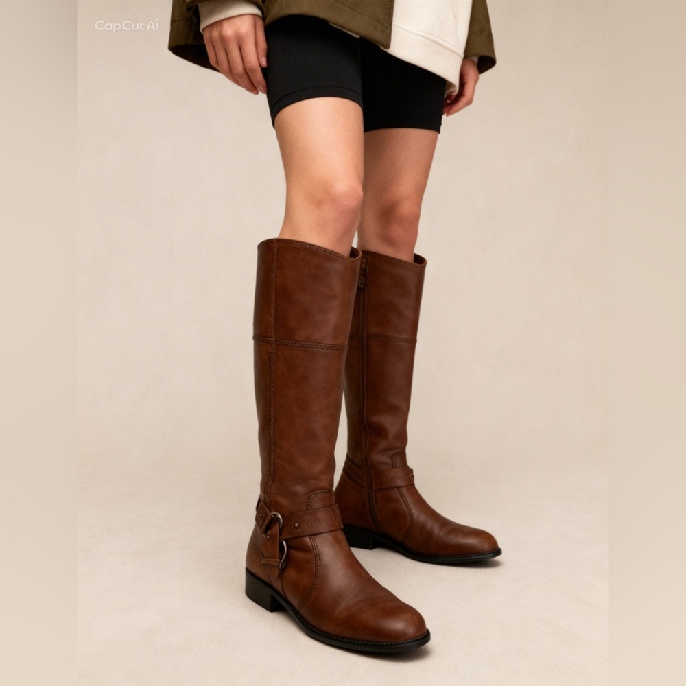 Clarks brown leather riding boots size 6